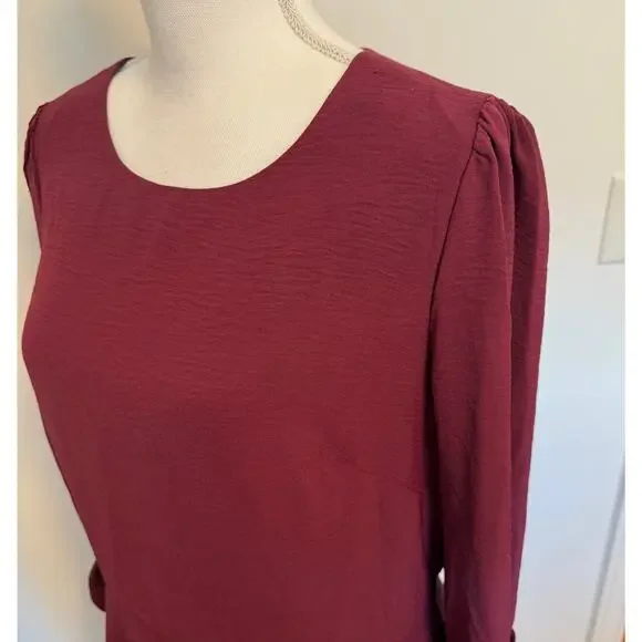 Eliza J Bell Sleeve Fit and Flare Dress In Wine Burgundy Size 16 New - Picture 7 of 12